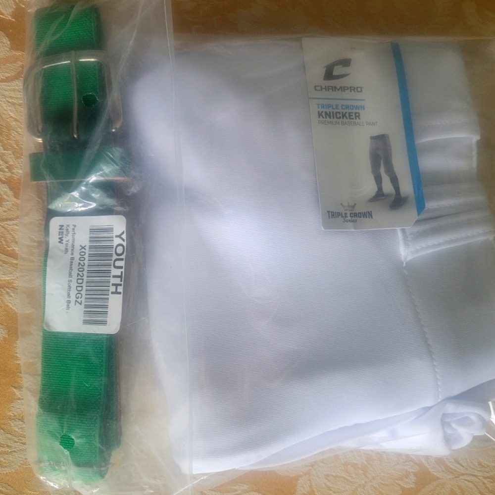 Bundle of Premium Baseball Pant (Size Youth L) and Performance Baseball Belt
